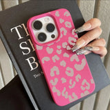 Pink Leopard Print Lichee Pattern Silicone Cover for iPhone