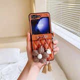 Stylish Flower Ring Holder Leather Case for Samsung Z Flip