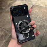 Plating Magnetic With Stand Shockproof Case For iPhone