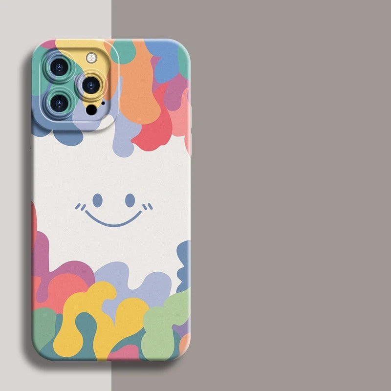Skin Feel Smile Design Colorful Silicone Phone Case for iPhone