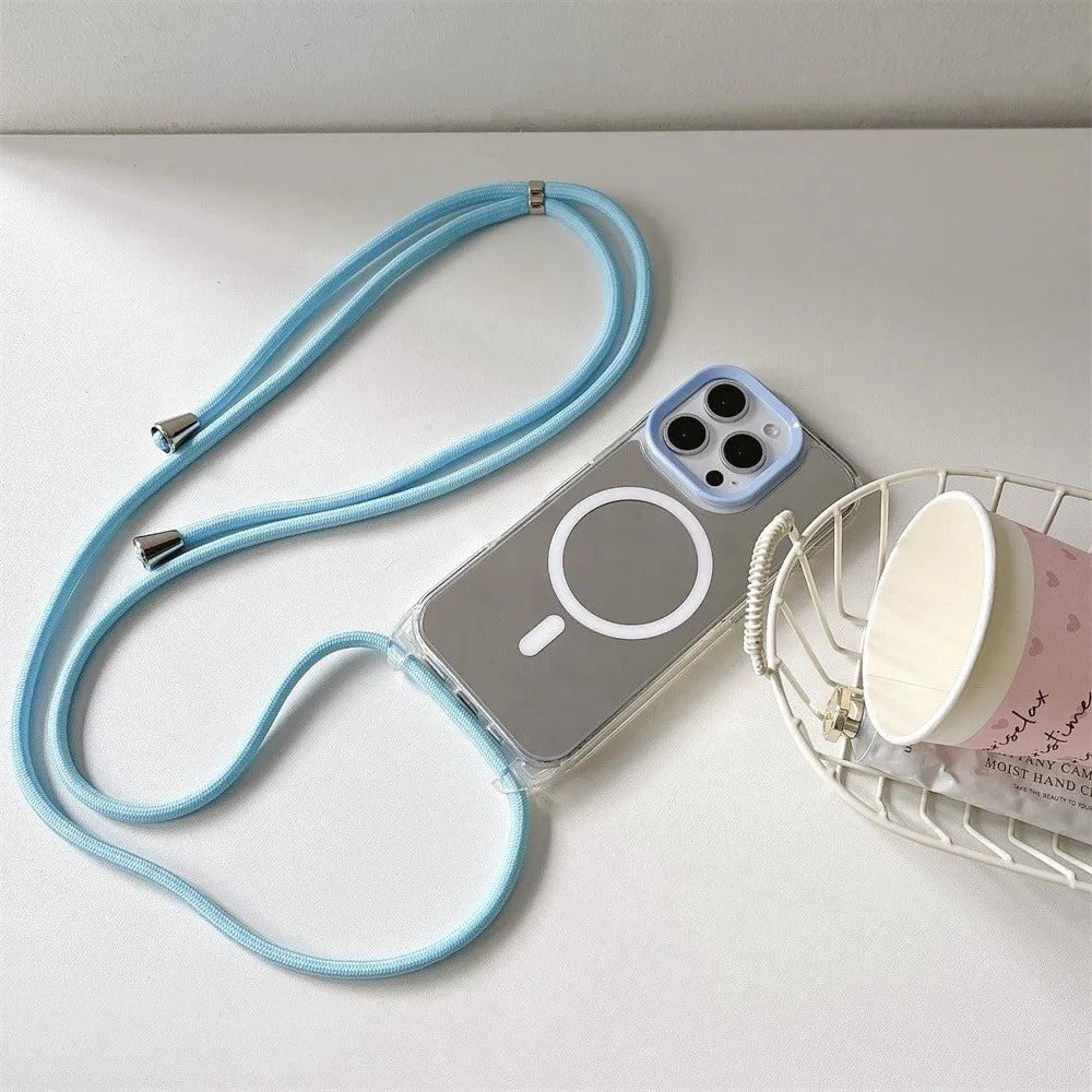 Mirror Make Up Crossbody Strap Magnetic Case for iPhone