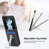 Ring Holder & Card Slots Leather Case for Samsung Z Flip
