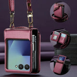 Leather Crossbody RFID‑Blocking Card Slots Wallet Case for Samsung Z Flip