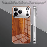 Wood Texture Pattern Tempered Glass Plating Case for iPhone