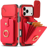 Slide Camera Cover Ring Holder Wallet Case For iPhone