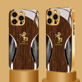 Luxury Golden Horse Wood Grain Pattern Case for iPhone