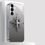 Metal Compass Pattern Tempered Glass Phone Case For Samsung