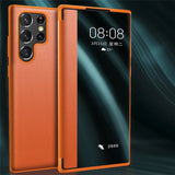 Smart Window View Leather Flip Full Protection Case For Samsung