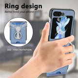 Ring Holder & Card Slots Leather Case for Samsung Z Flip