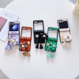 Stylish Flower Ring Holder Leather Case for Samsung Z Flip