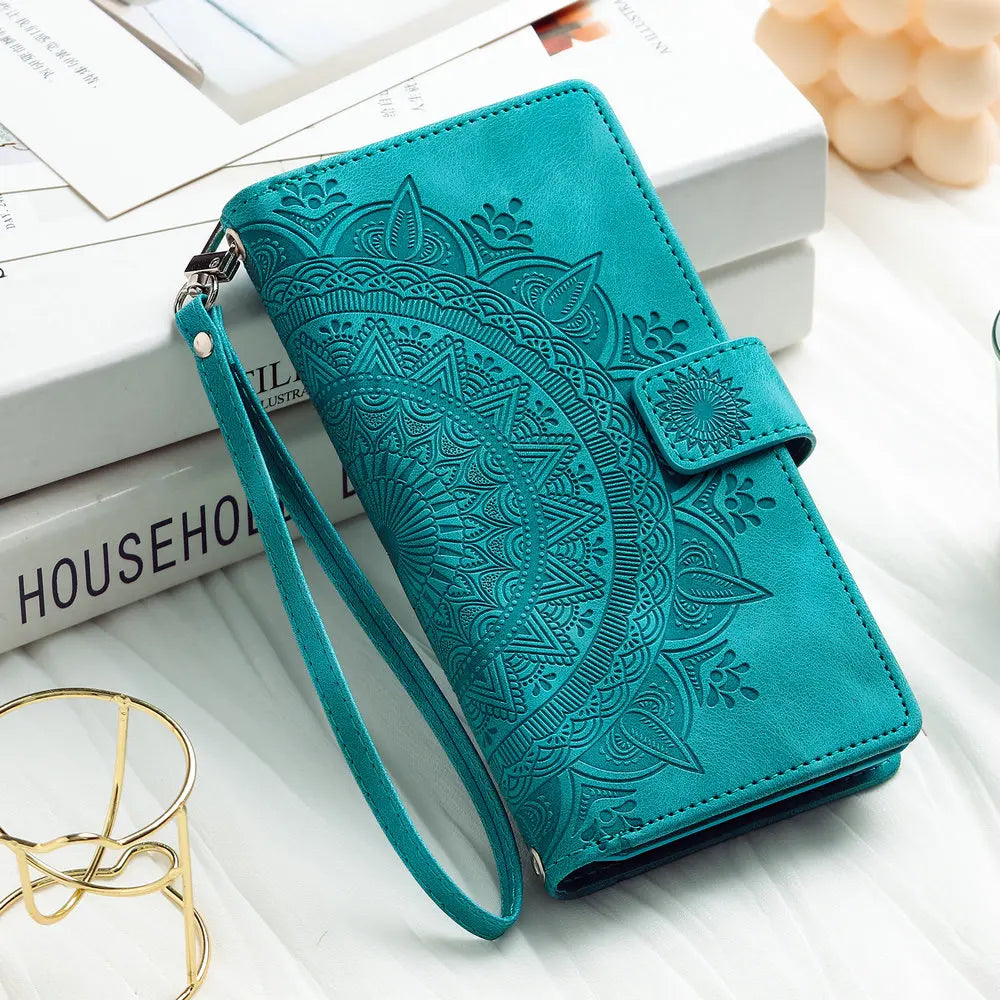 Zipper Wallet Case Crossbody Book Shell Case For Samsung