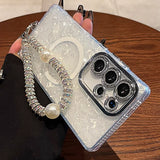 Aurora Shell Pattern Lanyard Magnetic Glitter Case For Samsung