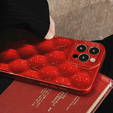 3D Cute Metallic Red Wave Point Phone Case For iPhone