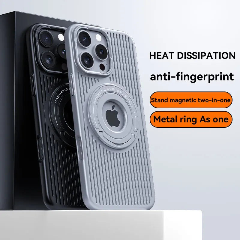 Magnetic Hidden Holder Heat Dissipation Phone Case for IPhone