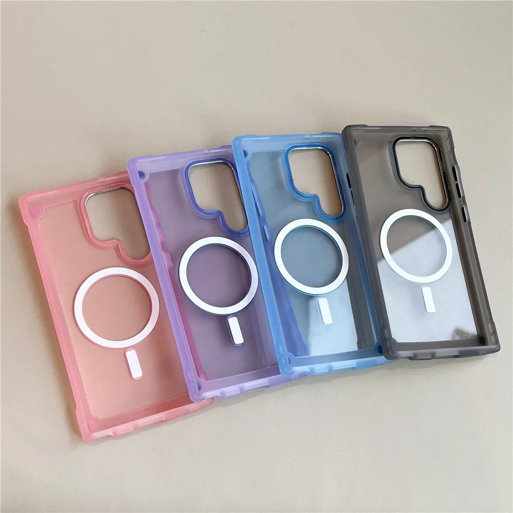 Hybrid Bumper Shockproof Matte Clear for Magnetic Wireless Charging Case For Samsung
