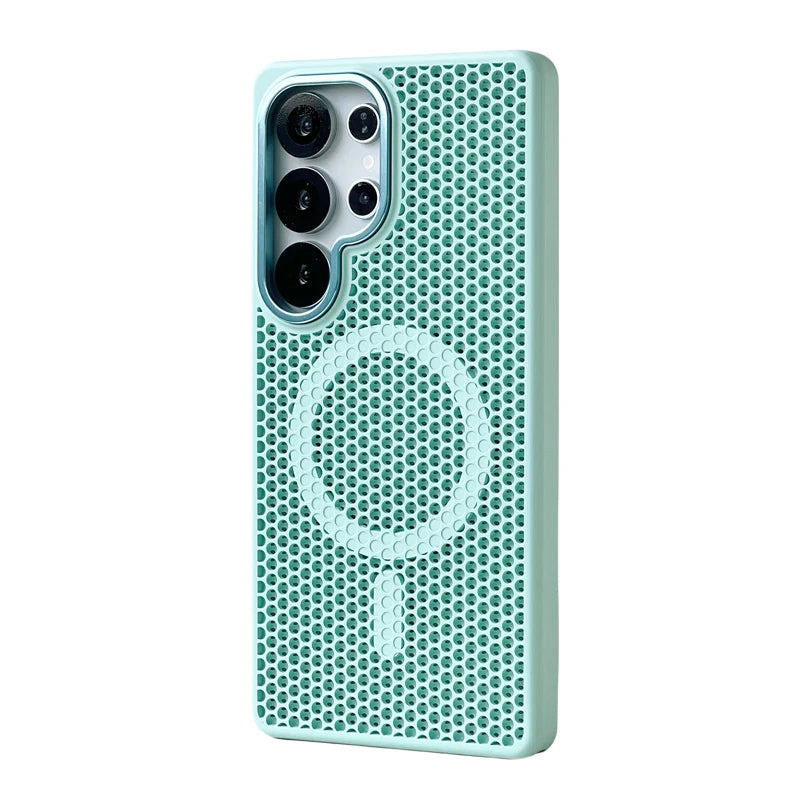 Honeycomb Grid Mesh Cooling Magnetic Phone Case For Samsung
