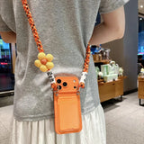 Cute 3D Flower Crossbody Wallet Silicone Case for iPhone