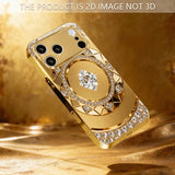Golden Diamond Plate Pattern Glass Phone Case For iPhone