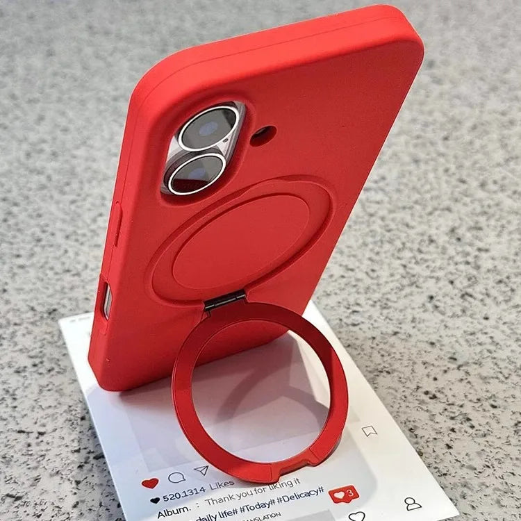 Luxury Liquid Silicone Stand Ring Holder Magnetic Case For iPhone