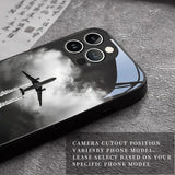 Minimalist Air Travel Print Tempered Glass Phone Case For iPhone