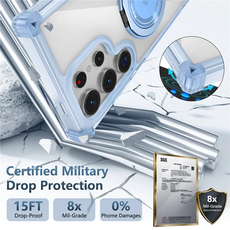 Ring Holder Magnetic Clear Case For Samsung