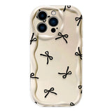 Black Bowknot Heart Shockproof Silicone Phone Case for iPhone