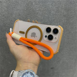 Wrist Strap Ultra Slim Frameless Matte Clear Magnetic Case For iPhone
