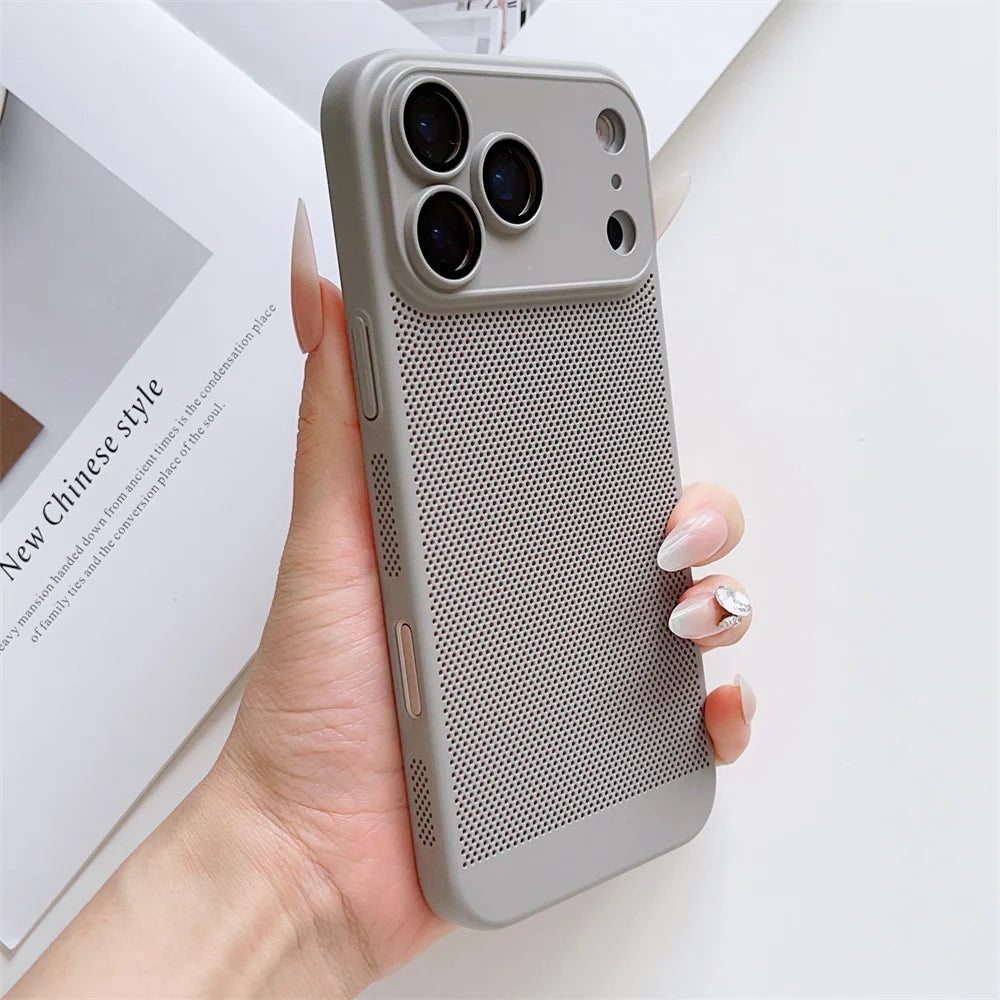 Grid Shell Electroplated Cooling Dissipation Shockproof Case for iPhone