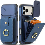 Slide Camera Cover Ring Holder Wallet Case For iPhone