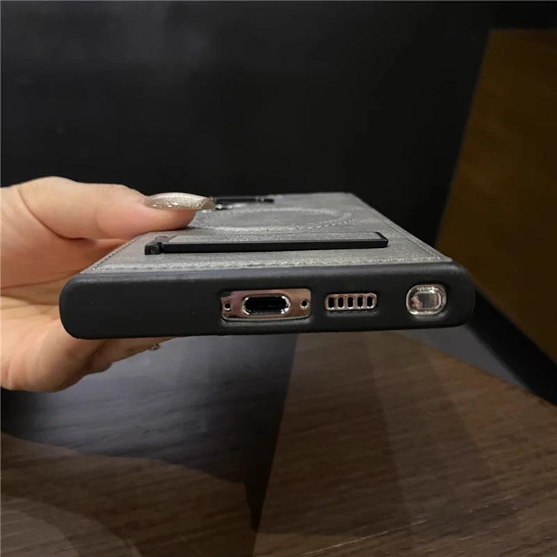 Luxury Leather Magnetic Fold Stand Holder Case For Samsung