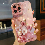 Butterfly & Floral Design Matte Shockproof Phone Case for iPhone