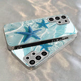 Seawater And Starfish Pattern Tempered Glass Phone Case For Samsung
