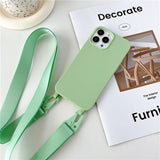 Crossbody Lanyard Matte Silicone Necklace Strap Case for iPhone
