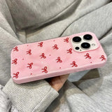 Red Bow Dots Folds Texture Shockproof Soft Phone Case for iPhone