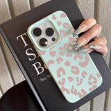 Pink Leopard Print Lichee Pattern Silicone Cover for iPhone