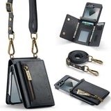 2 in 1 Leather Magnetic Flip Wallet Case for Samsung Z Flip