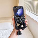 Stylish Flower Ring Holder Leather Case for Samsung Z Flip