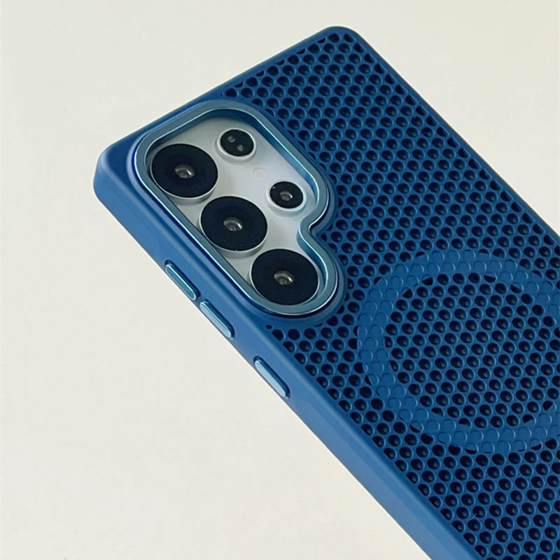Honeycomb Grid Mesh Cooling Magnetic Phone Case For Samsung