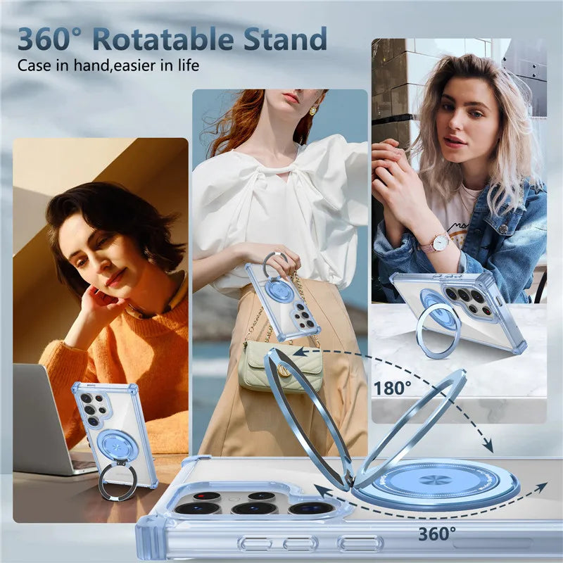 Ring Holder Magnetic Clear Case For Samsung
