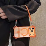 Crossbody Lanyard Magnetic Shockproof Clear Case For iPhone