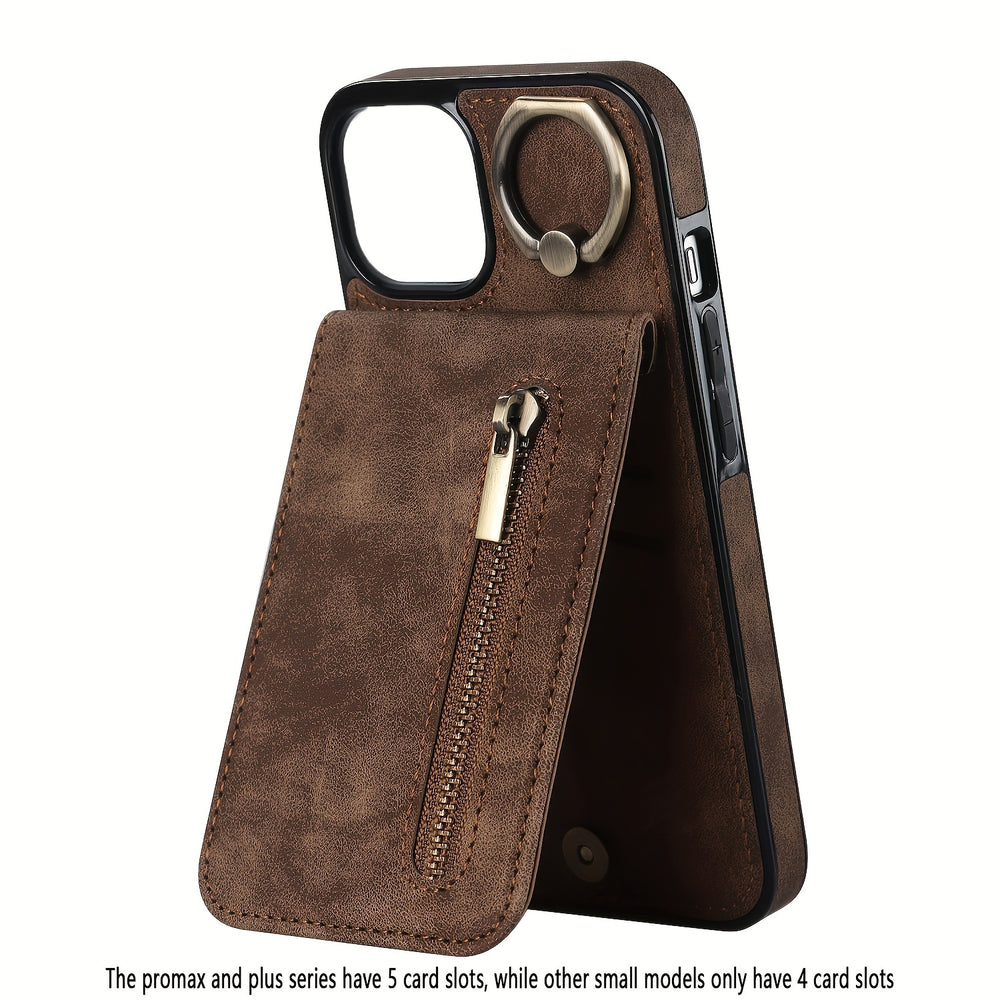 Luxury Leather With Ring Holder Phone Case For iPhone