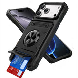 Armor Card Slot Ring Stand Shockproof Case For iPhone