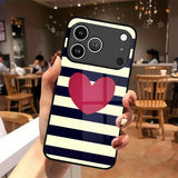 Creative Striped Heart Pattern Phone Case for iPhone