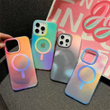Clashing Colours Chameleon Magnetic Shockproof Lanyard Soft Case for iPhone