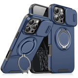 Luxury Armor Magnetic Bracket Slide Camera Protection Case For iPhone