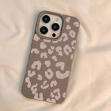 Pink Leopard Print Lichee Pattern Silicone Cover for iPhone