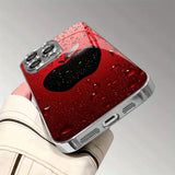 Red Water Drop Apple Pattern Glass Case For iPhone