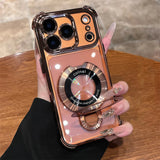 Plating Magnetic With Stand Shockproof Case For iPhone