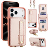 Wristband Stand Card Slot Leather Crossbody Case for iPhone