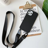 Crossbody Lanyard Matte Silicone Necklace Strap Case for iPhone